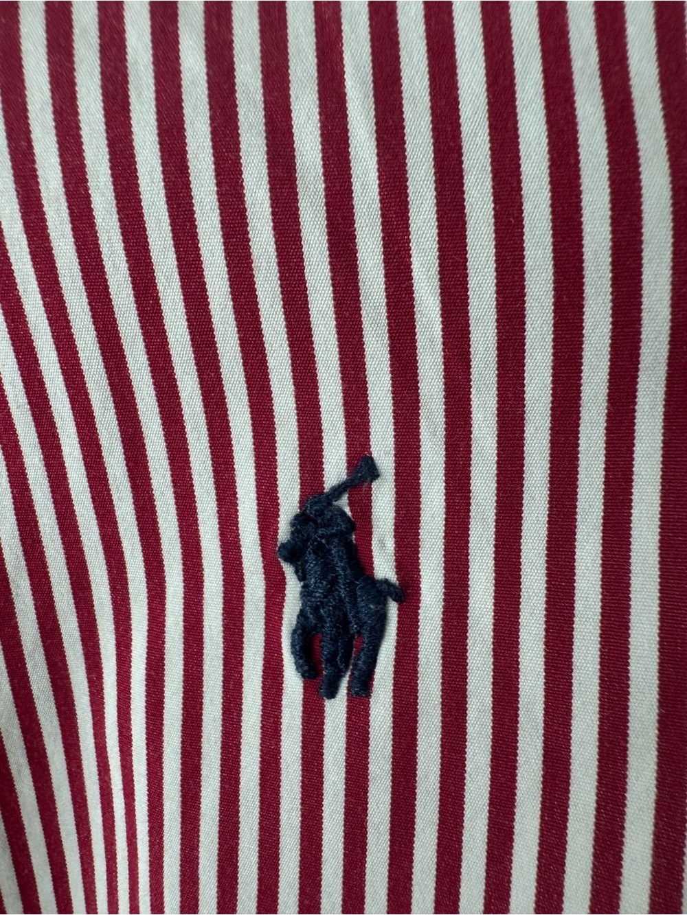 Polo Ralph Lauren Red White Stripe Button Down Shirt L (14-16) Cotton Navy Blue